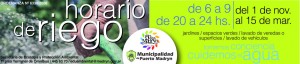 EL 1° DE NOVIEMBRE COMIENZA EL HORARIO RESTRINGIDO DE RIEGO: DE 6 A 9 Y DE 20 A 24