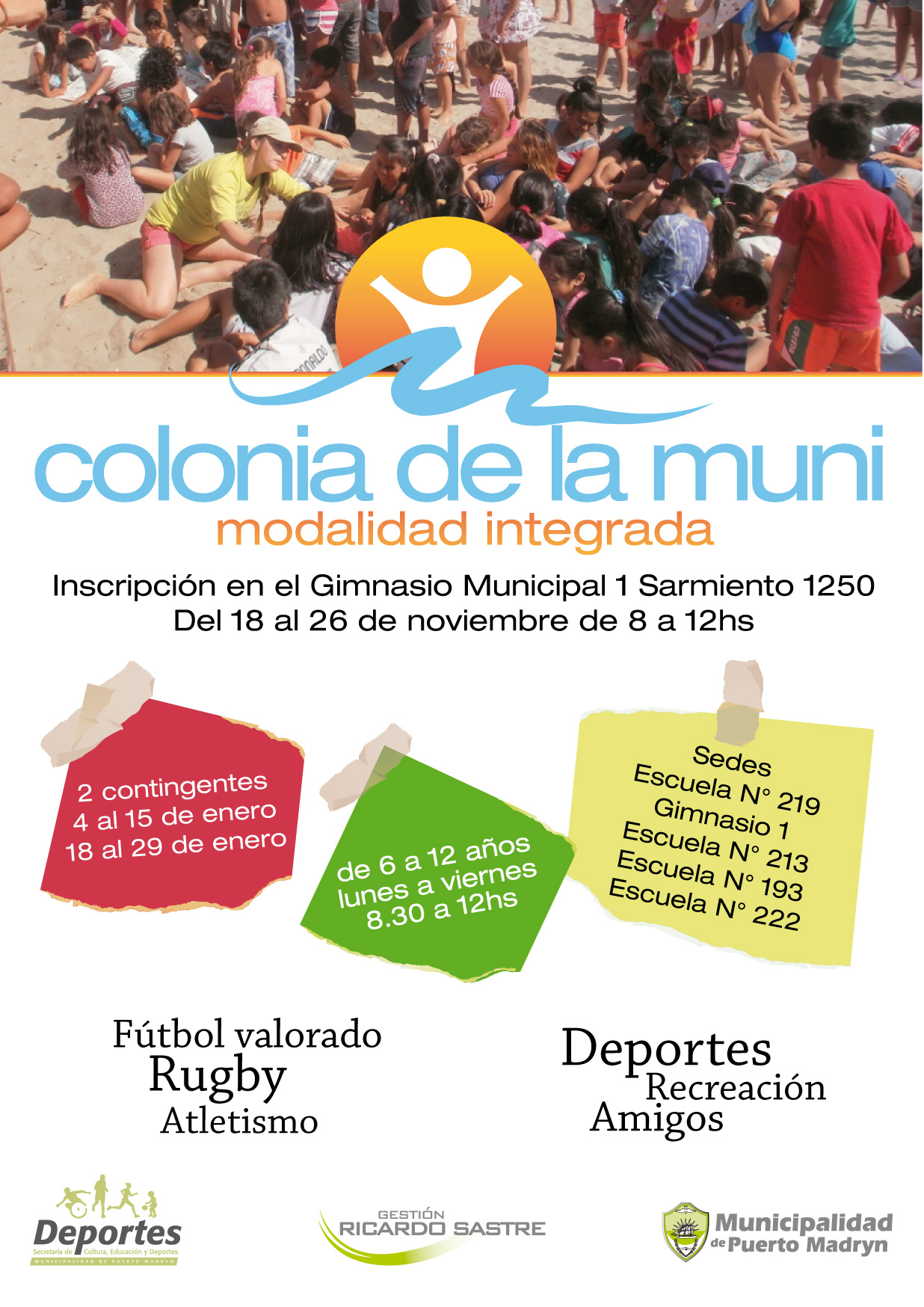 ESTE MIÉRCOLES 18 ARRANCAN LAS INSCRIPCIONES PARA LA COLONIA DE LA MUNI 2016