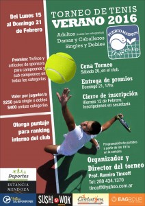 PRIMER TORNEO DE TENIS PARA ADULTOS “VERANO 2016”