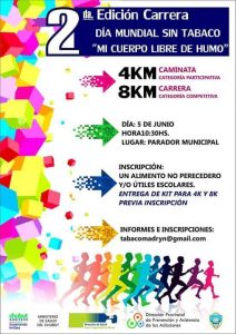 CARRERA DEL DÍA MUNDIAL SIN TABACO: “MI CUERPO LIBRE DE HUMO”