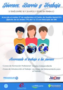 CONVOCAN A UNA NUEVA ACTIVIDAD DE LA CAMPAÑA “JÓVENES, BARRIO Y TRABAJO”