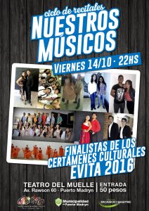 FINALISTAS DE LOS CERTÁMENES EVITA EN EL CICLO “NUESTROS MÚSICOS”