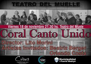 CORAL CANTO UNIDO SE PRESENTARÁ EN CONCIERTO EN EL TEATRO DEL MUELLE