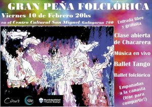 “GRAN PEÑA FOLCLÓRICA” EN EL CENTRO CULTURAL SAN MIGUEL