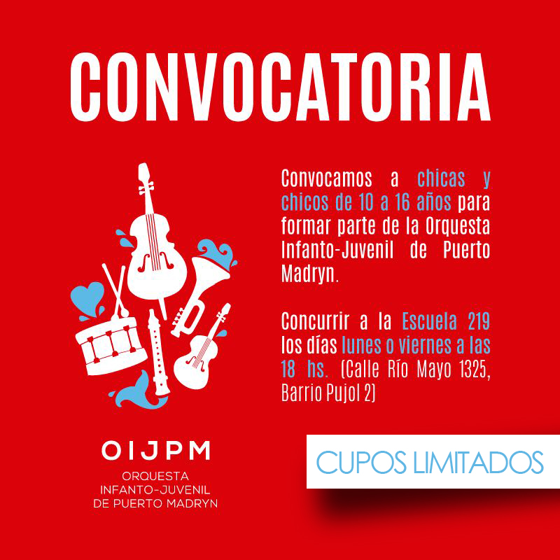 CONVOCATORIA PARA LA ORQUESTA INFANTO JUVENIL DE PUERTO MADRYN