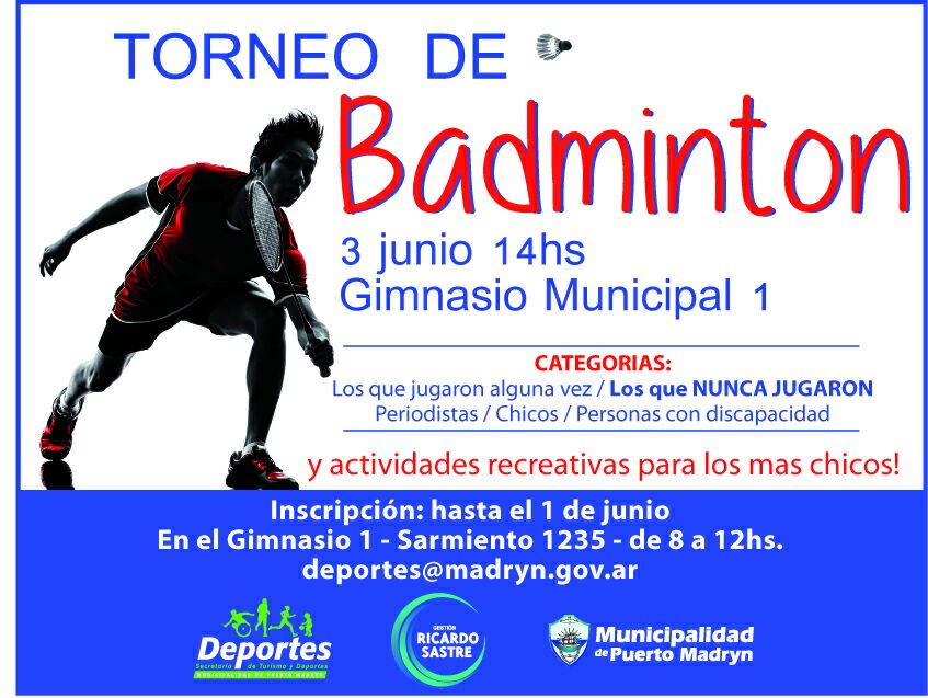 INVITAN A TORNEO DE BÁDMINTON EL SÁBADO 3 DE JUNIO
