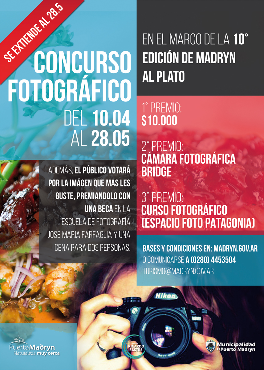 CONCURSO FOTOGRÁFICO POR LOS 10 AÑOS DE MADRYN AL PLATO: EXTIENDEN EL PLAZO PARA LA PRESENTACIÓN DE IMÁGENES