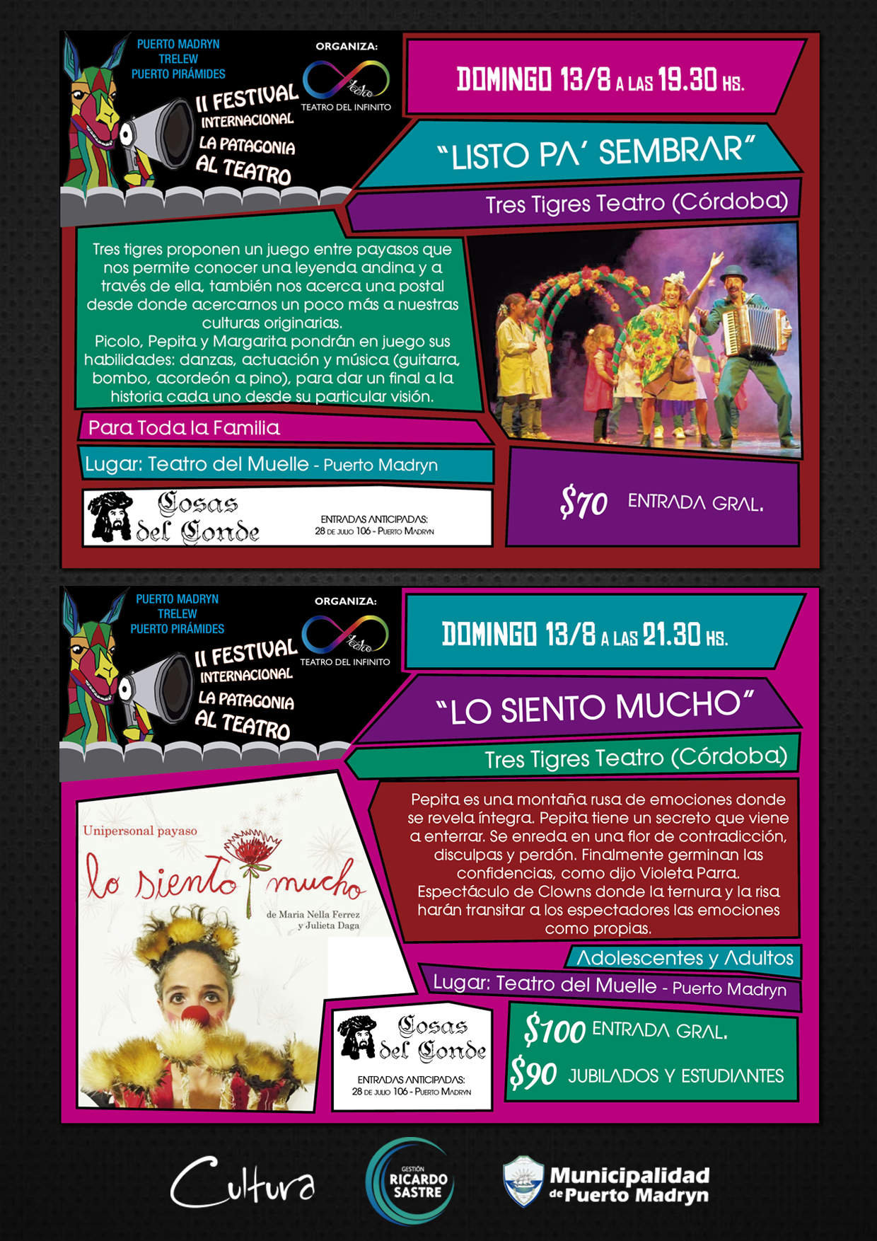 EL FESTIVAL “LA PATAGONIA AL TEATRO” PRESENTA DOS OBRA PARA TODA LA FAMILA 