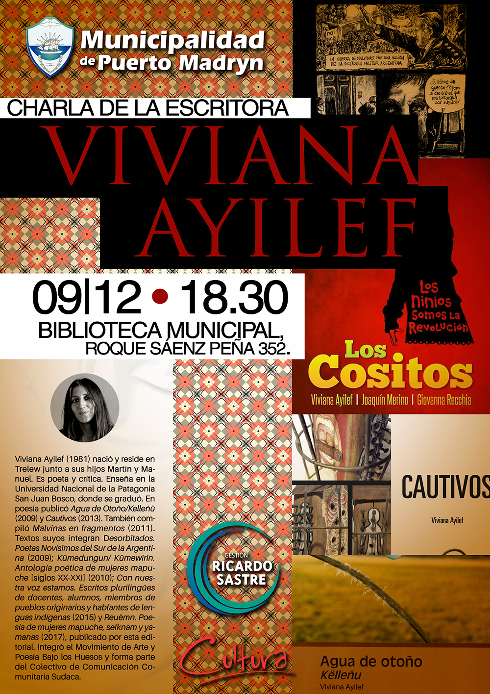 CHARLA DE LA ESCRITORA TRELEWENSE VIVIANA AYILEF EN LA BIBLIOTECA MUNICIPAL