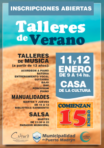 COMIENZAN LAS INSCRIPCIONES PARA LOS TALLERES CULTURALES DE VERANO