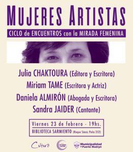 CONTINÚA EL CICLO “MUJERES ARTISTAS” EN LA BIBLIOTECA SARMIENTO