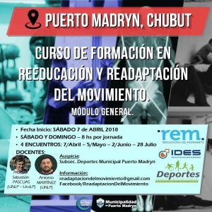 DICTARÁN CURSO SOBRE REEDUCACIÓN Y READAPTACIÓN DEL MOVIMIENTO EN MADRYN