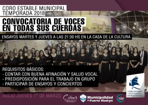 COMIENZA LA TEMPORADA 2018 DEL CORO ESTABLE MUNICIPAL