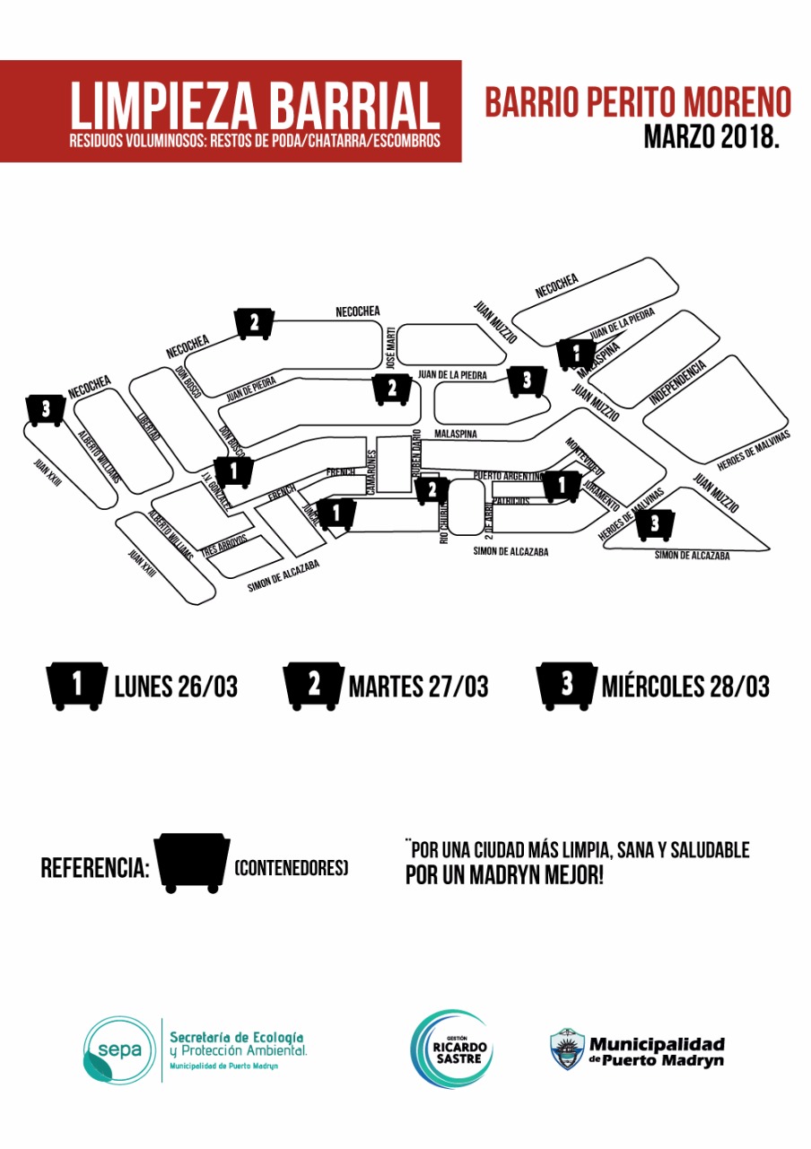 RECOLECCIÓN DE RESIDUOS VOLUMINOSOS: DEL LUNES AL JUEVES EN EL BARRIO PERITO MORENO