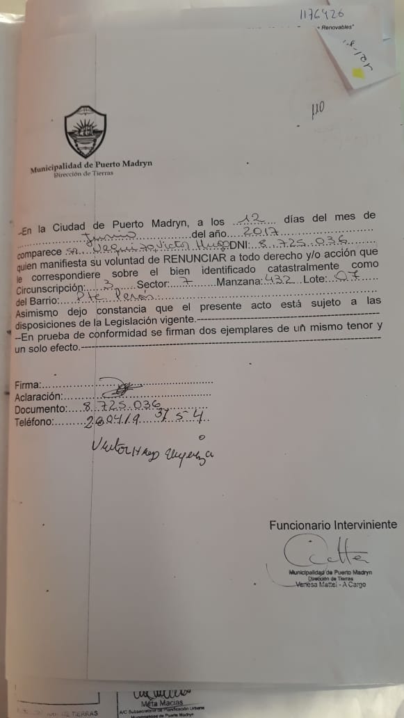 COMUNICADO DE LA DIRECCIÓN DE TIERRAS