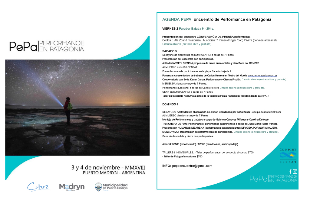 CONVOCAN A ARTISTAS A PARTICIPAR DE PEPA – PERFORMANCE EN LA PATAGONIA