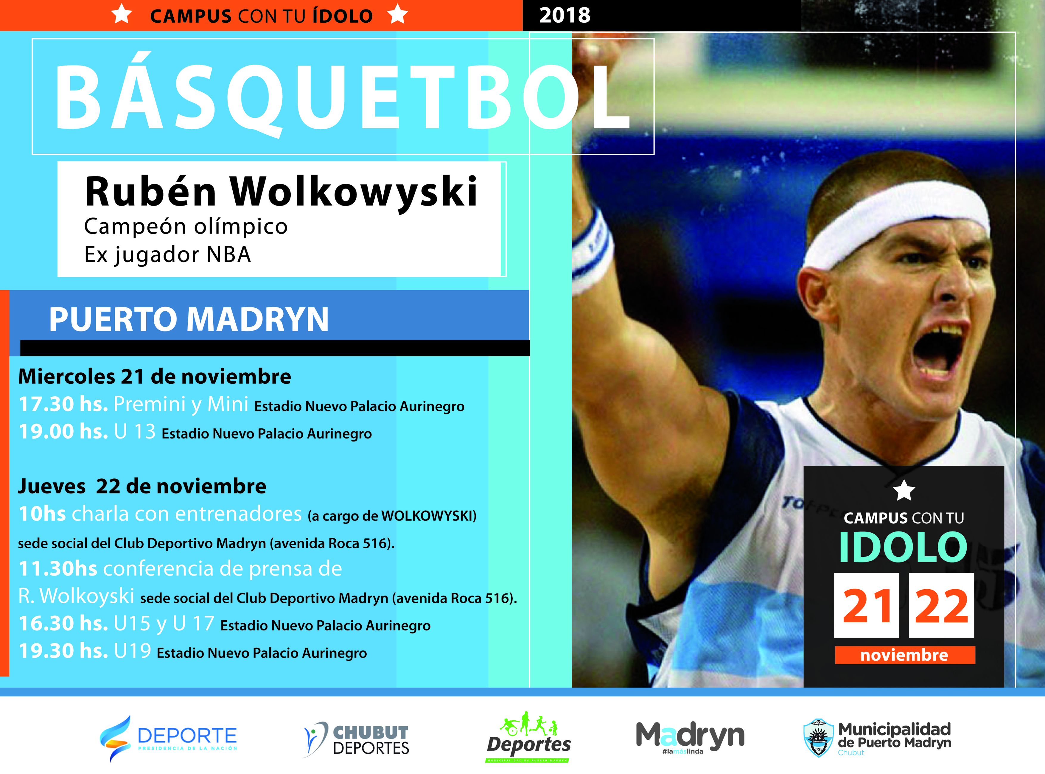 CAMPUS CON TU ÍDOLO: LLEGA A MADRYN EL EX NBA RUBÉN WOLKOWYSKI 