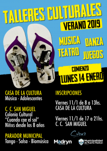 COMIENZAN LOS TALLERES CULTURALES DE VERANO