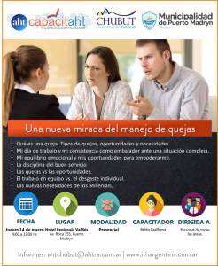 INVITAN A LA CAPACITACIÓN “UNA NUEVA MIRADA SOBRE EL MANEJO DE QUEJAS”