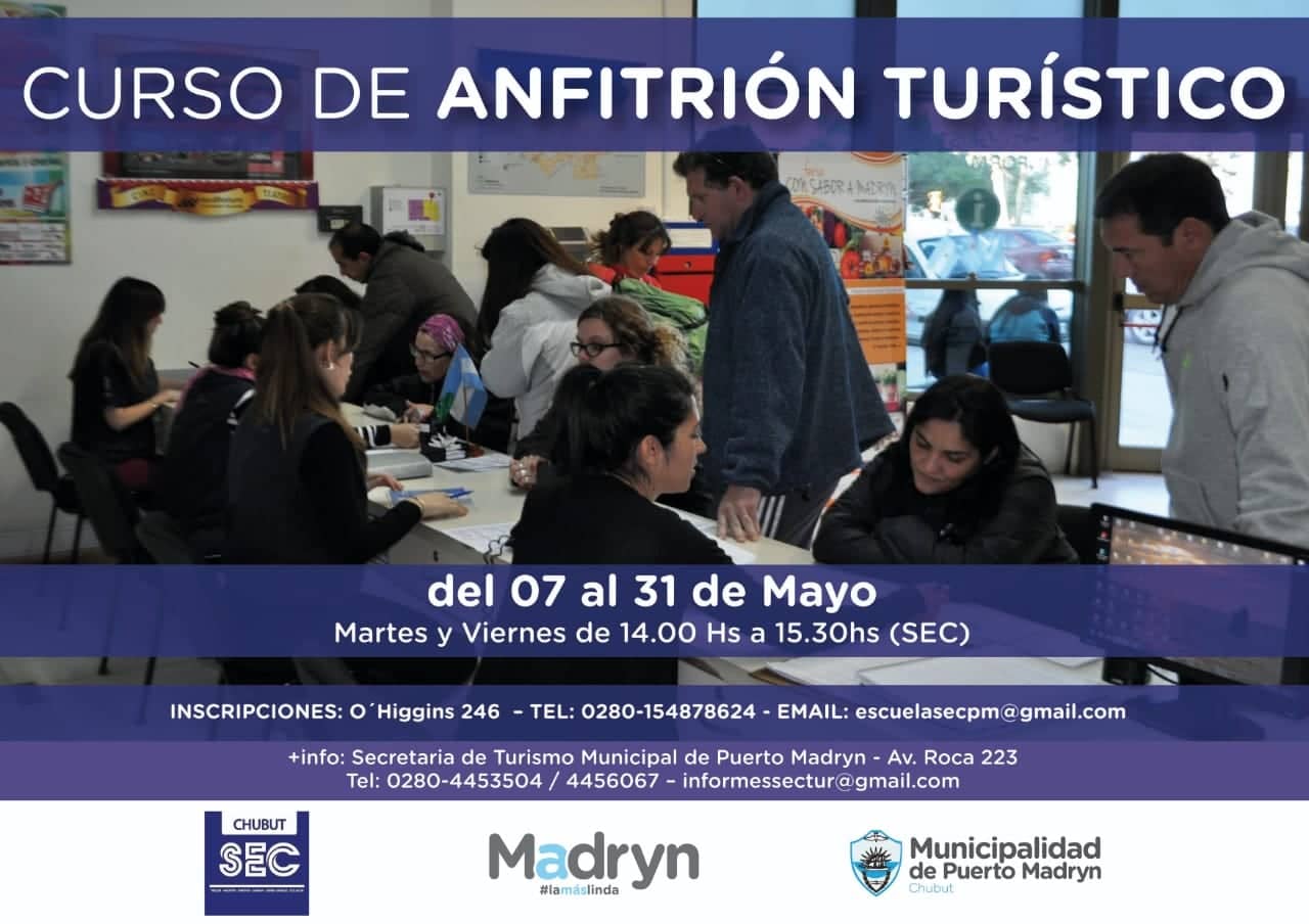 INSCRIPCIONES ABIERTAS PARA CURSO DE ANFITRIÓN TURÍSTICO 