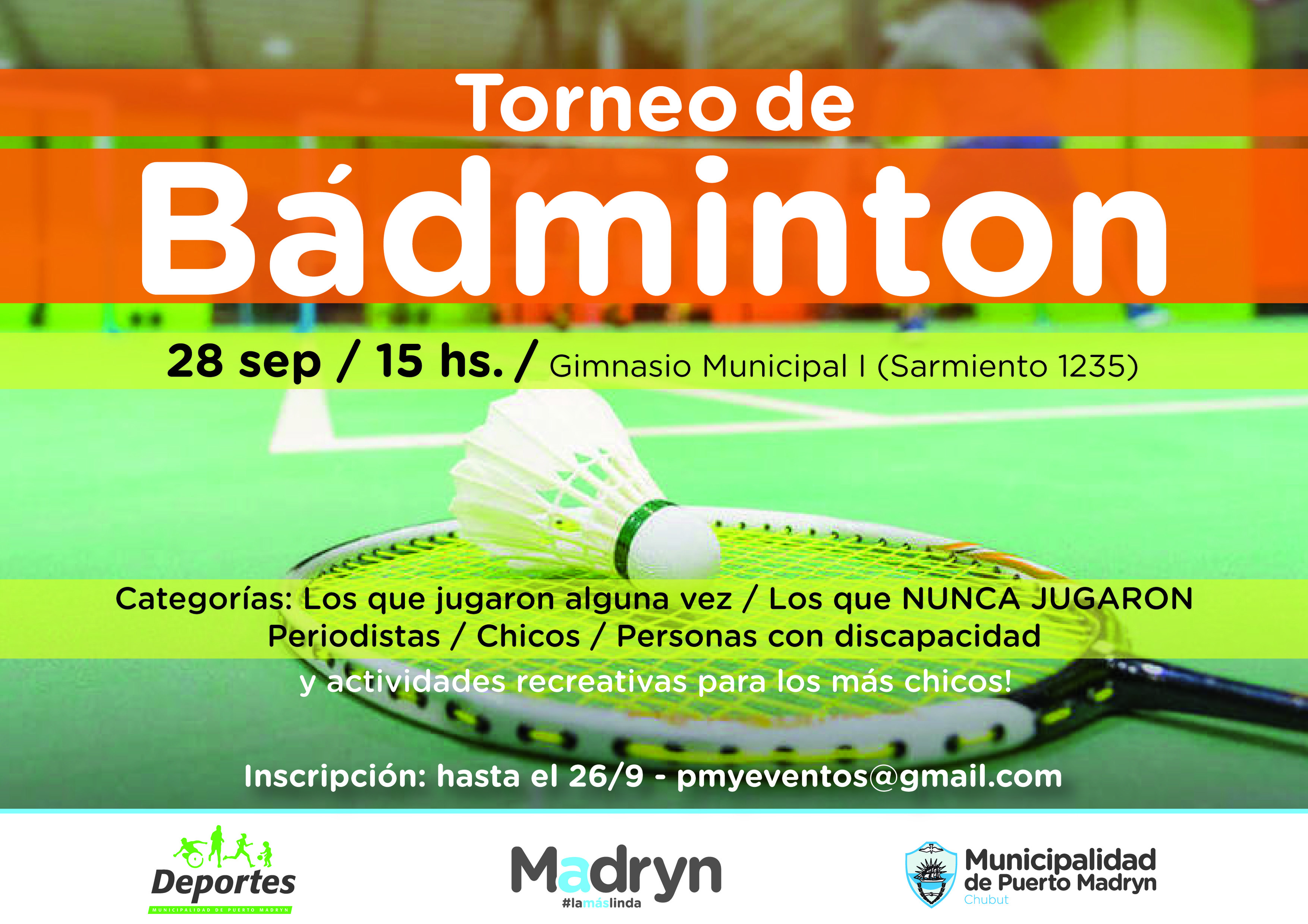 INVITAN A TORNEO DE BÁDMINTON EL SÁBADO 28 DE SEPTIEMBRE