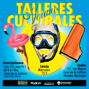 SE ABREN LAS INSCRIPCIONES PARA LOS TALLERES CULTURALES DE VERANO