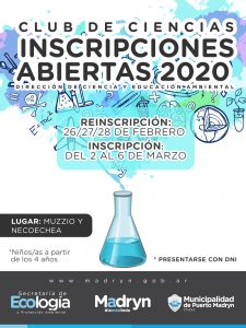 EL CLUB DE CIENCIAS ABRE SUS INSCRIPCIONES PARA EL AÑO 2020