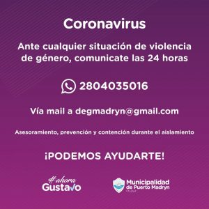 CONTINÚA VIGENTE EL PLAN DE CONTENCIÓN A MUJERES VÍCTIMAS DE VIOLENCIA DE GÉNERO DURANTE EL AISLAMIENTO