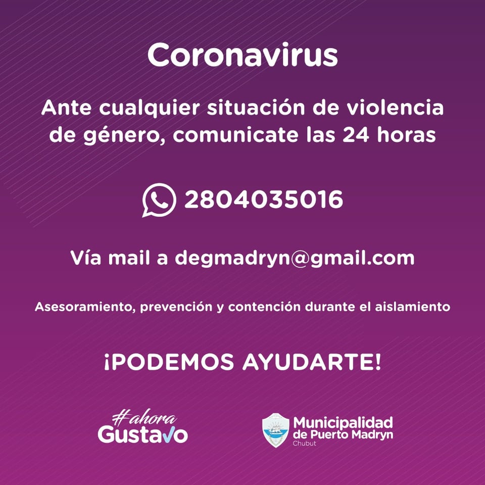 CONTINÚA VIGENTE EL PLAN DE CONTENCIÓN A MUJERES VÍCTIMAS DE VIOLENCIA DE GÉNERO DURANTE EL AISLAMIENTO