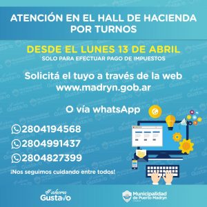 LA ATENCIÓN EN EL HALL DE HACIENDA SERÁ POR TURNOS