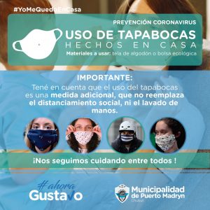 PUERTO MADRYN ADOPTA EL USO DE TAPABOCAS CASEROS 