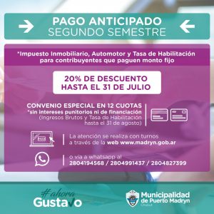 LANZAN PAGO ANTICIPADO DE IMPUESTOS DEL SEGUNDO SEMESTRE