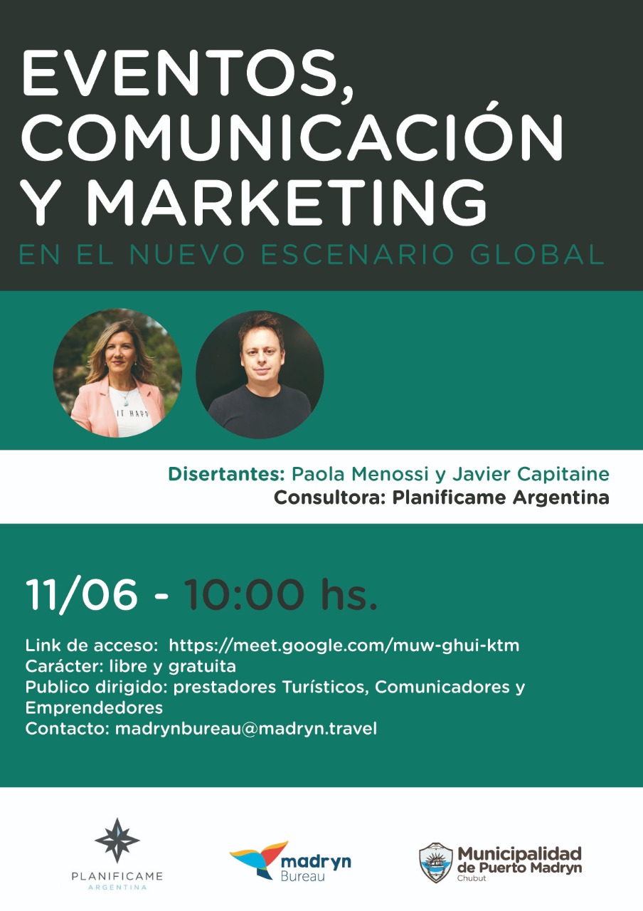 CAPACITACIÓN VIRTUAL DESDE MADRYN BUREAU SOBRE EVENTOS, COMUNICACIÓN Y MARKETING