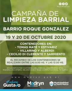 LLEGA LA CAMPAÑA DE LIMPIEZA A LOS BARRIOS ROQUE GONZÁLEZ Y EL PORVENIR