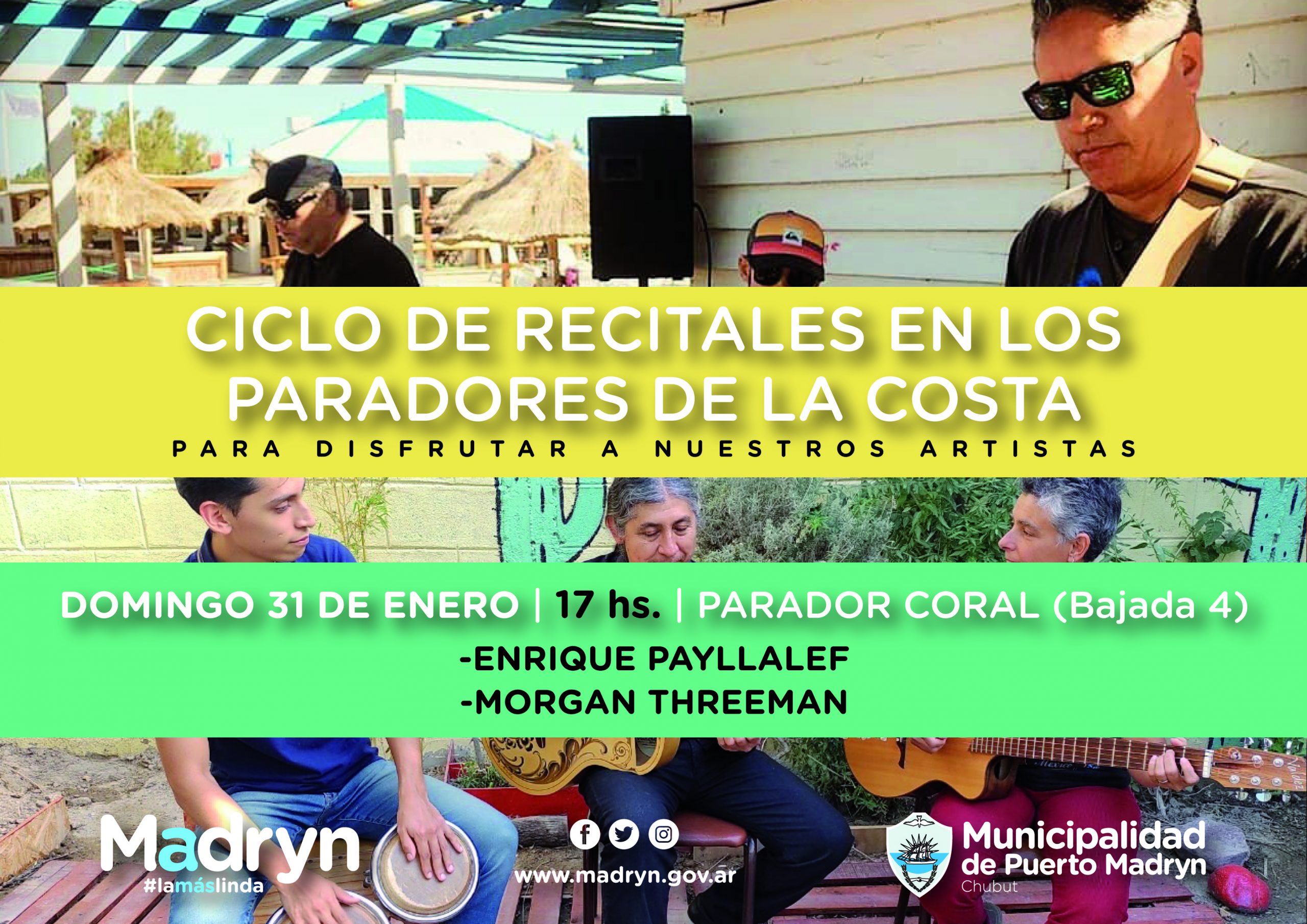 CONTINÚA LA PRESENTACIÓN DE ARTISTAS LOCALES EN LOS PARADORES COSTEROS DE MADRYN