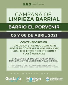 COMIENZA EL PROGRAMA 2021 DE LIMPIEZA POR LOS BARRIOS EL PORVENIR Y AMÉRICA