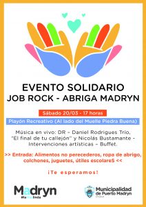 SUMATE AL EVENTO SOLIDARIO JOB ROCK –ABRIGA MADRYN