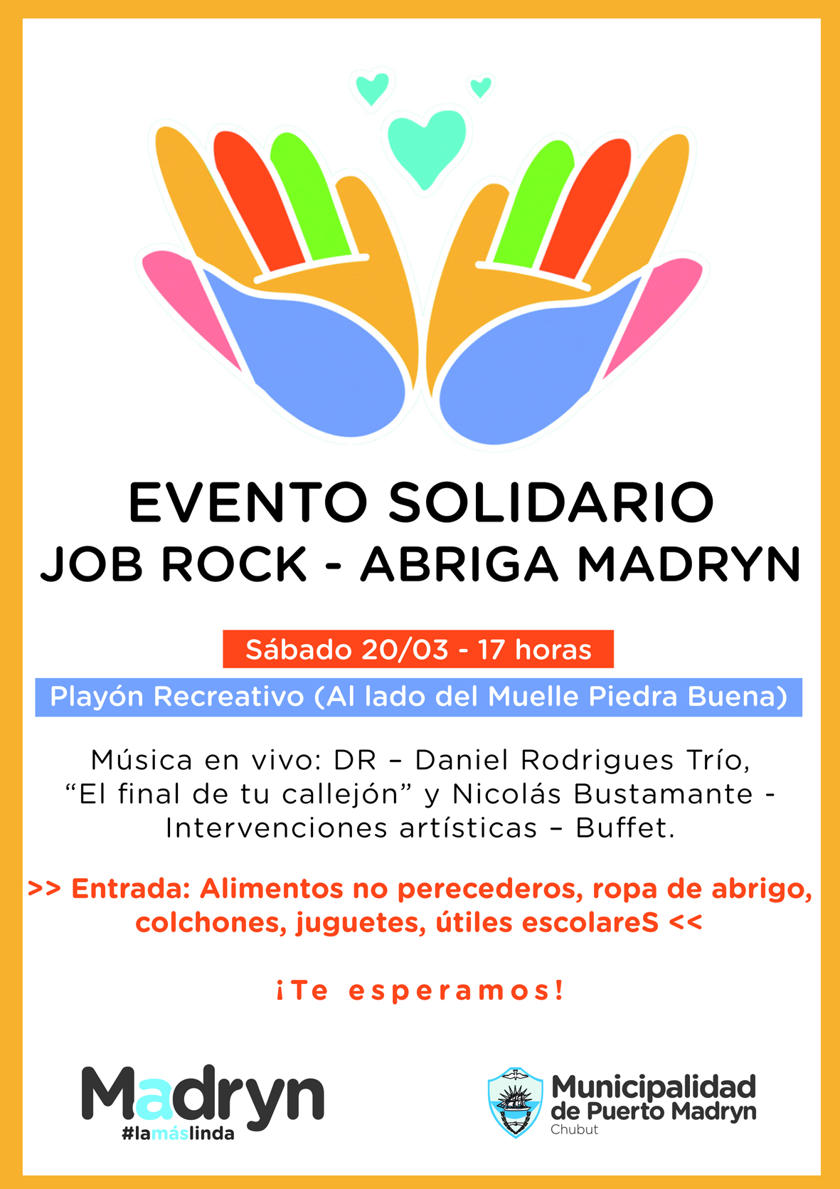SUMATE AL EVENTO SOLIDARIO JOB ROCK –ABRIGA MADRYN