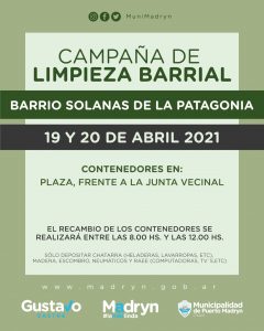 LLEGA LA CAMPAÑA DE LIMPIEZA A LOS BARRIOS SOLANA DE LA PATAGONIA Y ROQUE GONZÁLEZ