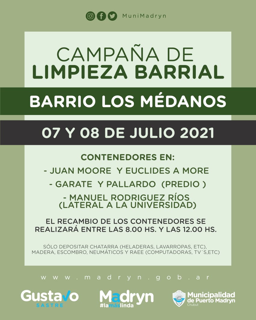LLEGA LA CAMPAÑA DE LIMPIEZA A LOS BARRIOS BAHÍA NUEVA Y LOS MÉDANOS