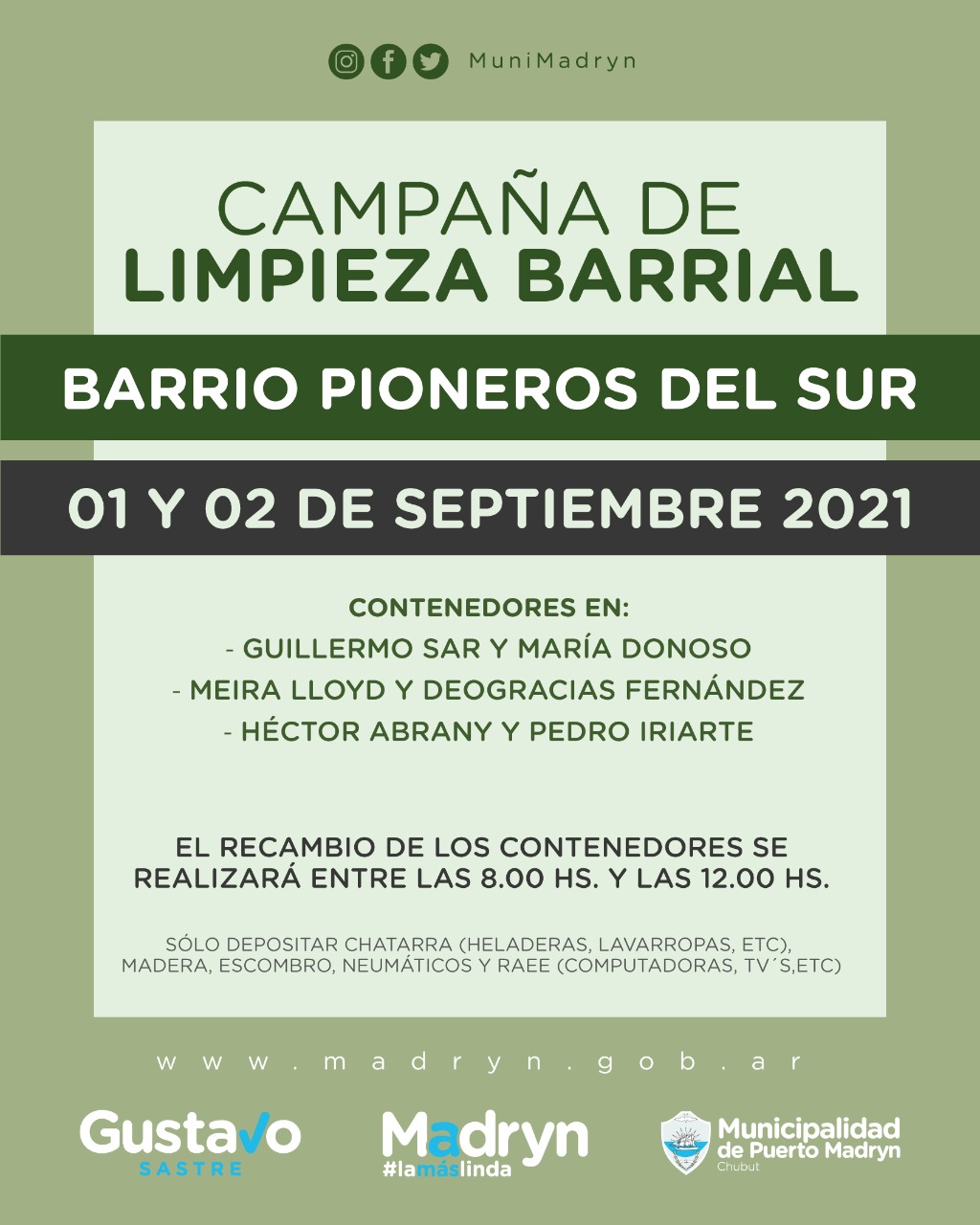 LLEGA LA CAMPAÑA DE LIMPIEZA AL BARRIO PIONEROS DEL SUR