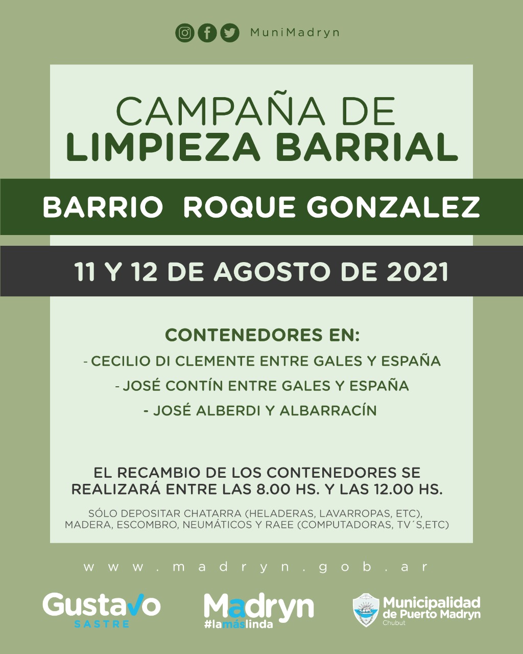 LLEGA LA CAMPAÑA DE LIMPIEZA A LOS BARRIOS PIEDRA BUENA Y ROQUE GONZÁLEZ