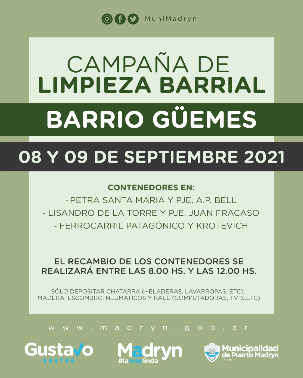 LLEGA LA CAMPAÑA DE LIMPIEZA A LOS BARRIOS VEPAM Y GÜEMES