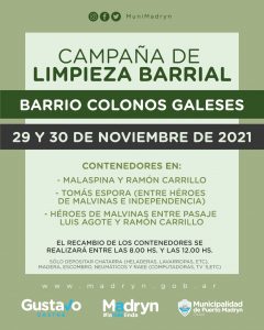 LA CAMPAÑA DE LIMPIEZA LLEGA AL BARRIO COLONOS GALESES