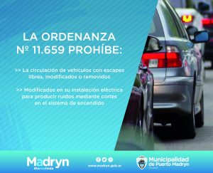 RECUERDAN LA PROHIBICIÓN DE LA CIRCULACIÓN DE VEHÍCULOS CON ESCAPES LIBRES, MODIFICADOS O REMOVIDOS