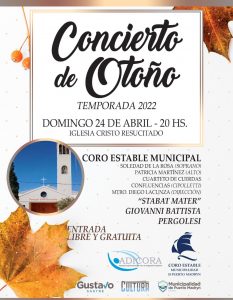 HABRÁ UN CONCIERTO DEL CORO ESTABLE MUNICIPAL EN LA PARROQUIA CRISTO RESUCITADO