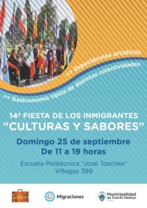 SE REALIZA ESTE DOMINGO LA 14° FIESTA DE LOS INMIGRANTES “CULTURAS Y SABORES”