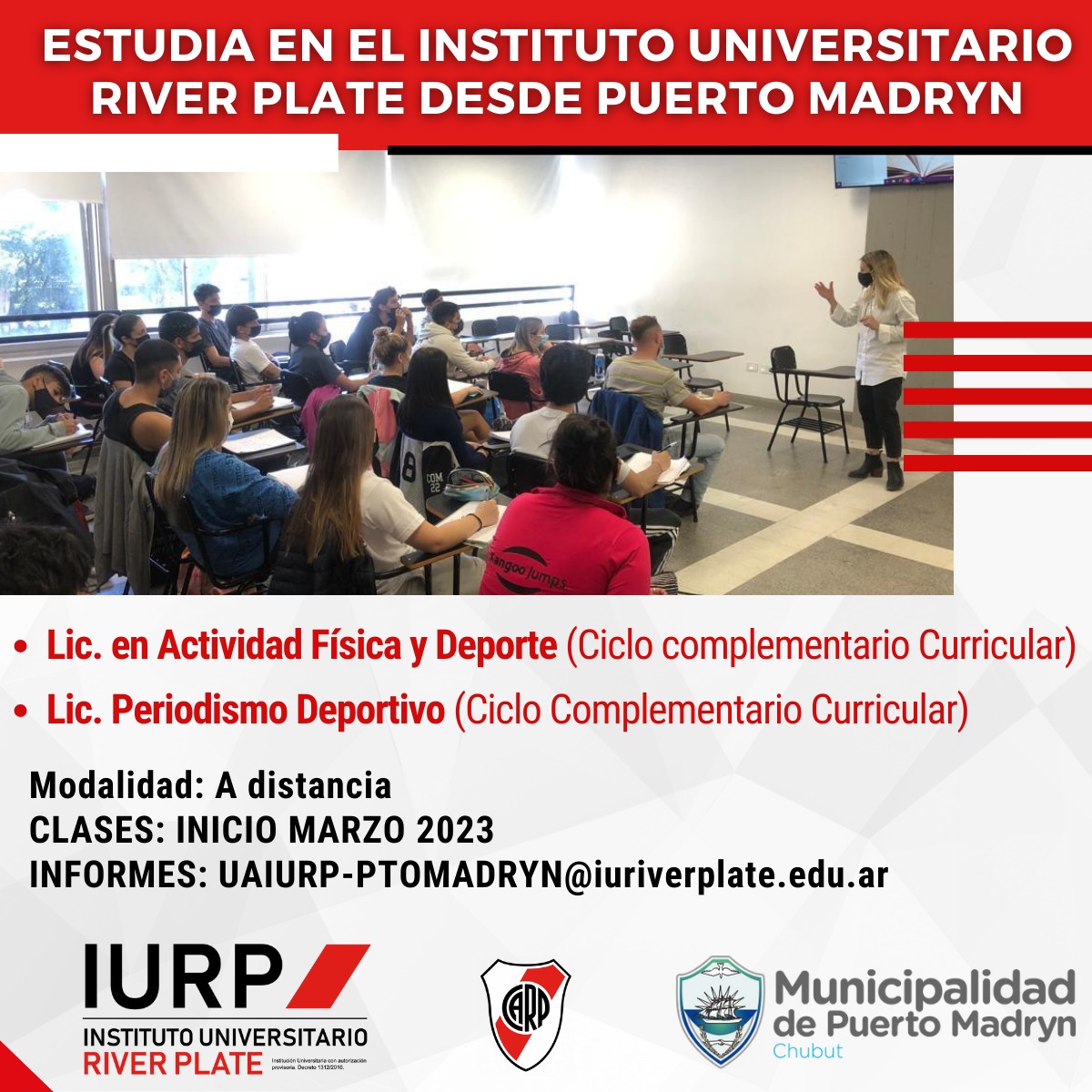 SE ABRIERON LAS INSCRIPCIONES PARA LAS CARRERAS QUE EL INSTITUTO RIVER PLATE DESARROLLARÁ EN PUERTO MADRYN