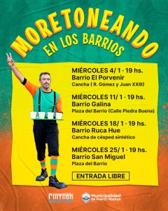 EL PAYASO MORETÓN RECORRERÁ LOS BARRIOS MADRYNENSES CON SU ESPECTÁCULO