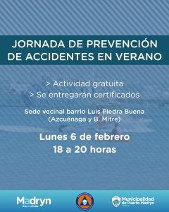 BRINDARÁN JORNADAS DE PREVENCIÓN DE ACCIDENTES EN VERANO
